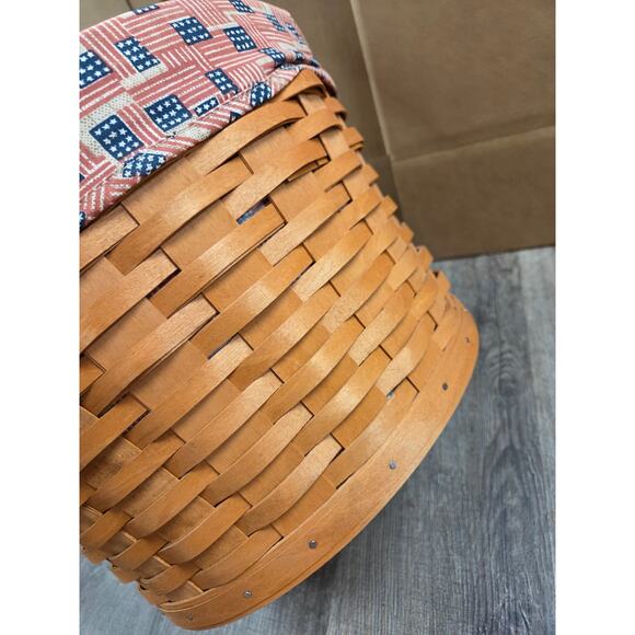 Longaberger 1994 Measuring Basket 13" w/ Liner & Plastic Protector USA FLAG - Picture 4 of 5